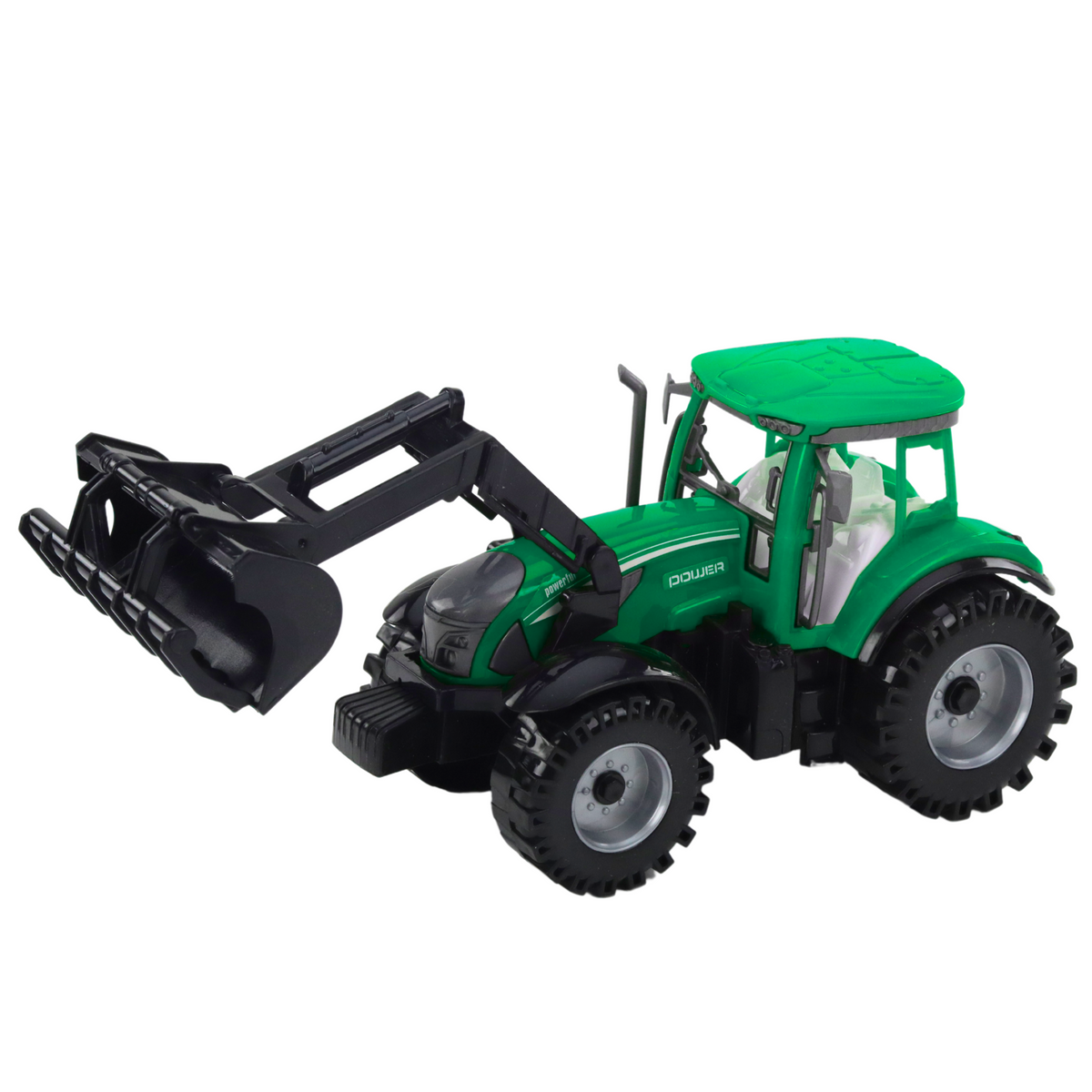 Set Of Tractor With Loader And Agricultural Baler Green