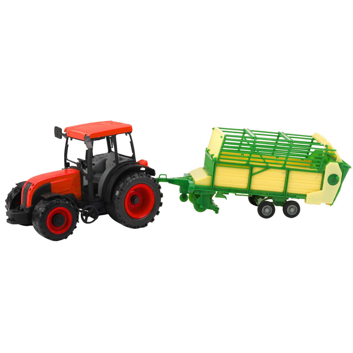 Agricultural Farm Tractor With Green And Yellow Trailer Red 50cm