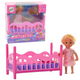 Mini Doll In Pajamas Set Pink Bed