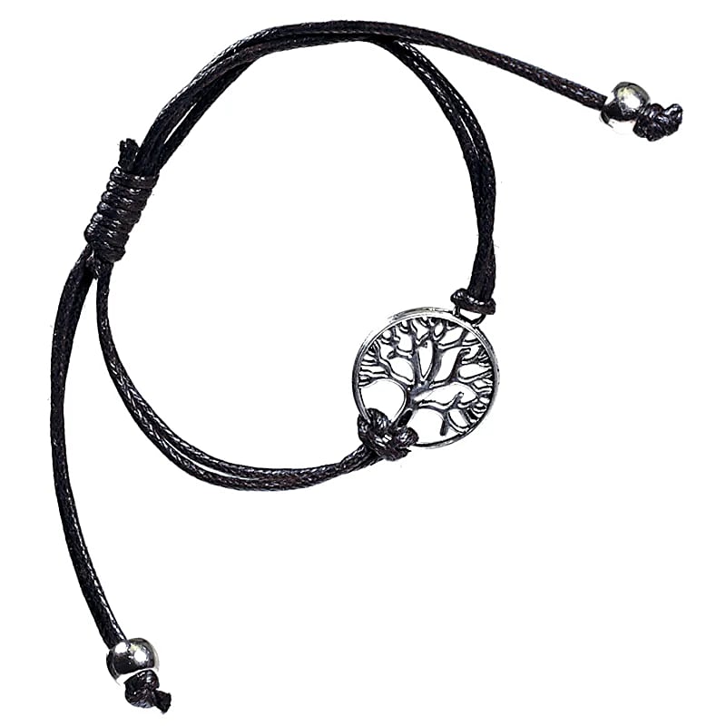 Pulsera Árbol De La Vida Negro Ajustable - ± 5,5-8,5 Cm Paquete De 10 Piezas
