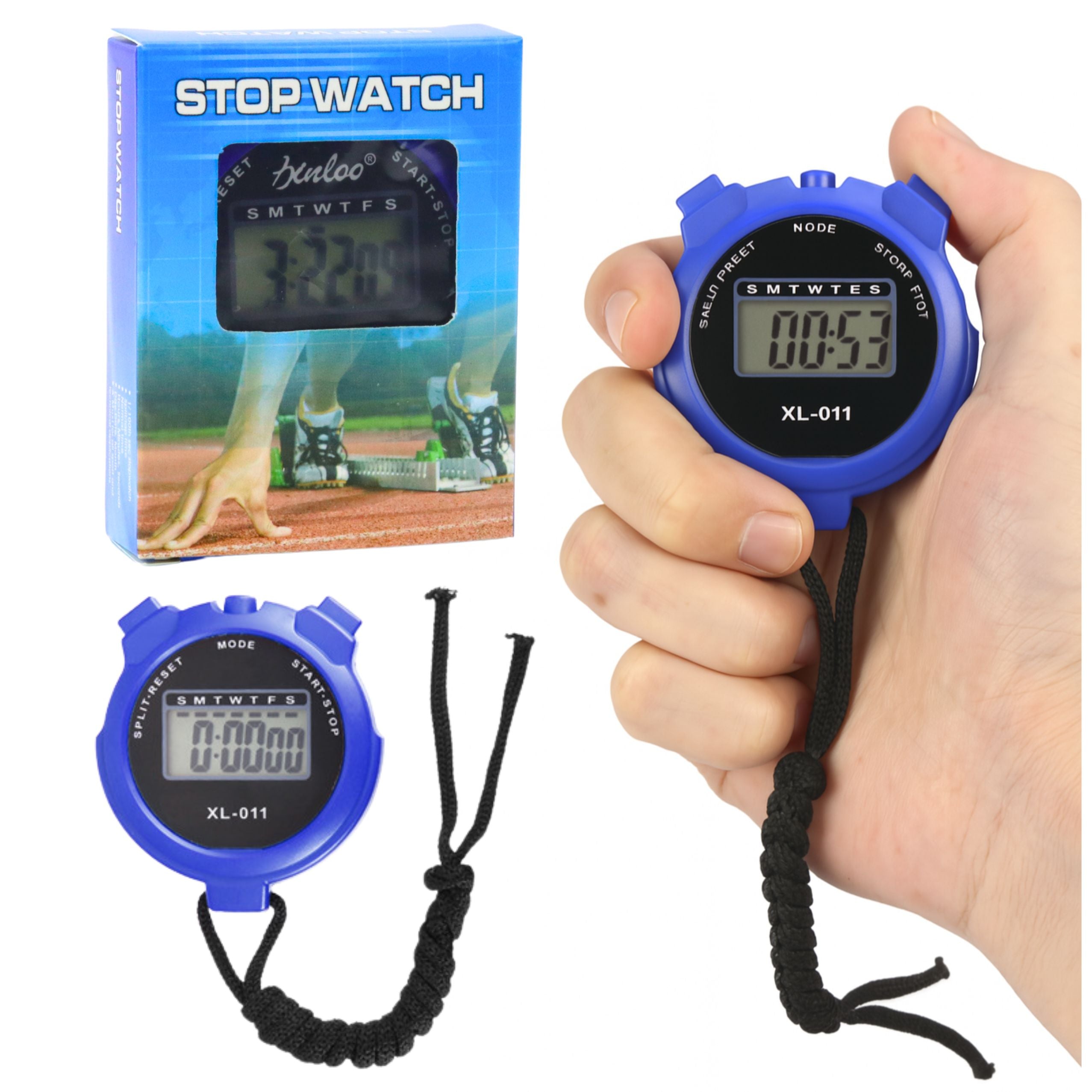 Digital Lcd Electronic Sports Stopwatch Xl-011 Blue