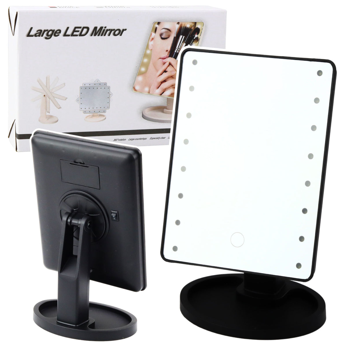 Cosmetic Mirror 16 Led Diodes With Stand Adjustable Black