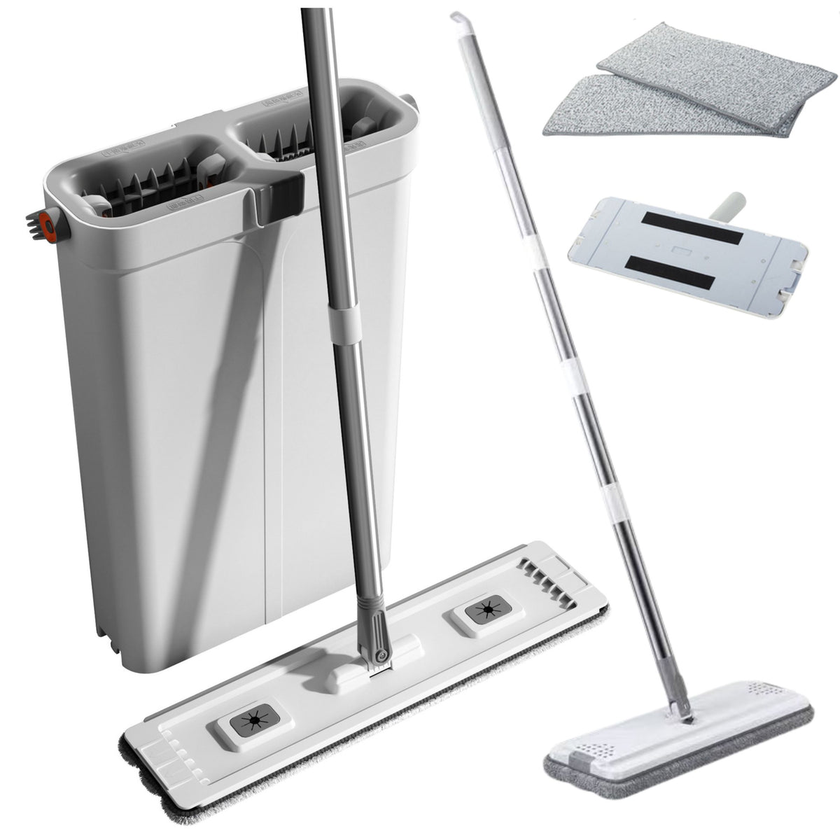 Socraigh Glantacháin: Buicéad Seomra Dúbailte Microfiber Flat Mop
