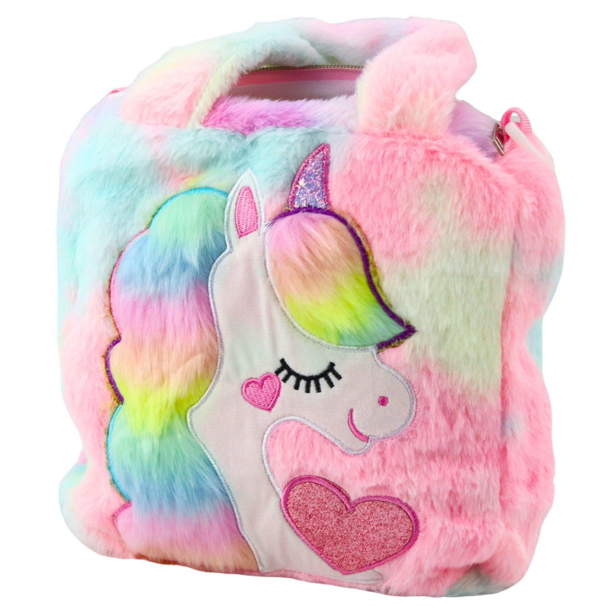 Plush Children's Bag With Unicorn Adjustable Shoulder Pastel 24x9cm