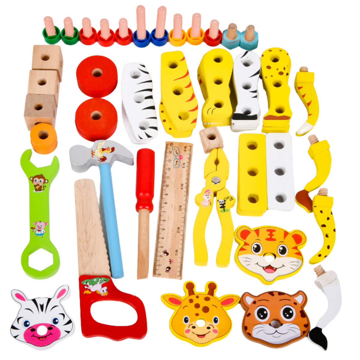 Wooden Craft Kit Animals To Assemble In A Suitcase 59pcs