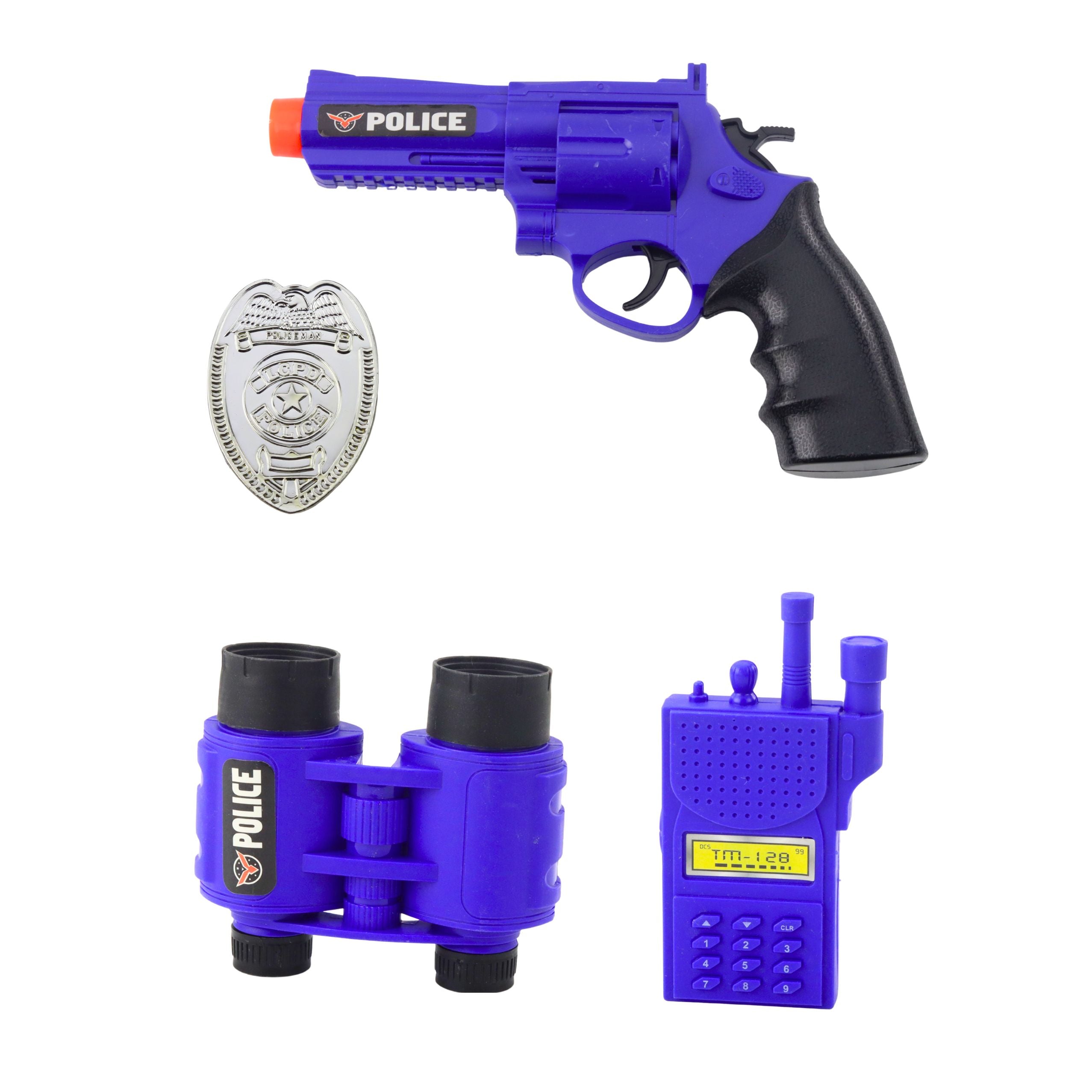 Police Set For Kids Helmet Gun Handcuffs Accessories 9 Pcs.