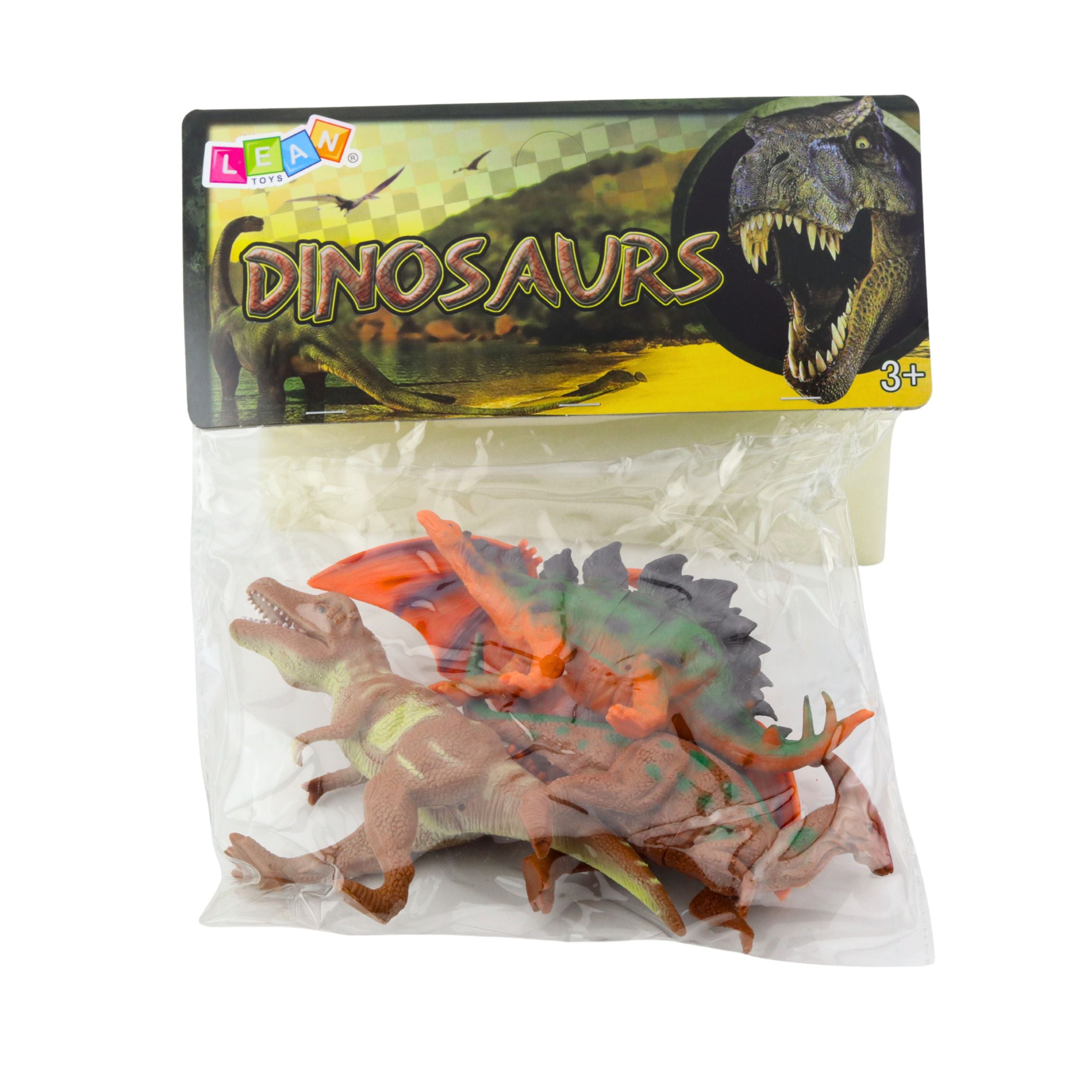 Set Of Dinosaur Figures T-rex Pteranodon Stegosaurus Parasaurolophus 4pcs