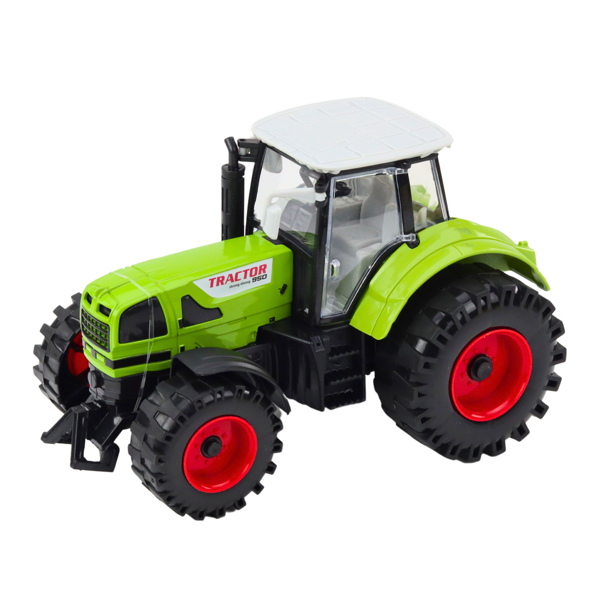 Tractor With Trailer Friction Drive Opening Hood Doors Green