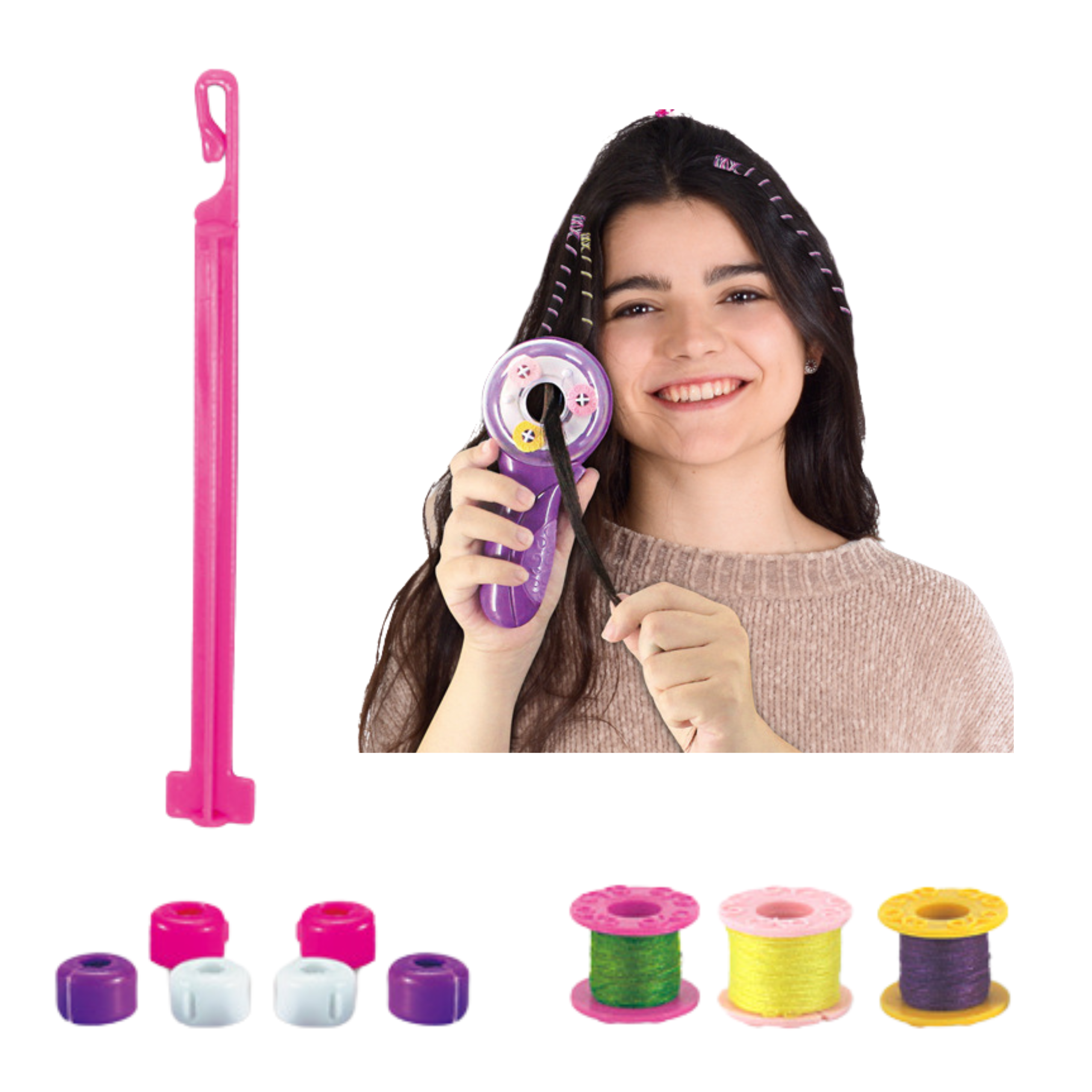 Hair Beauty Set Braiding Machine Threads Elastics Beads