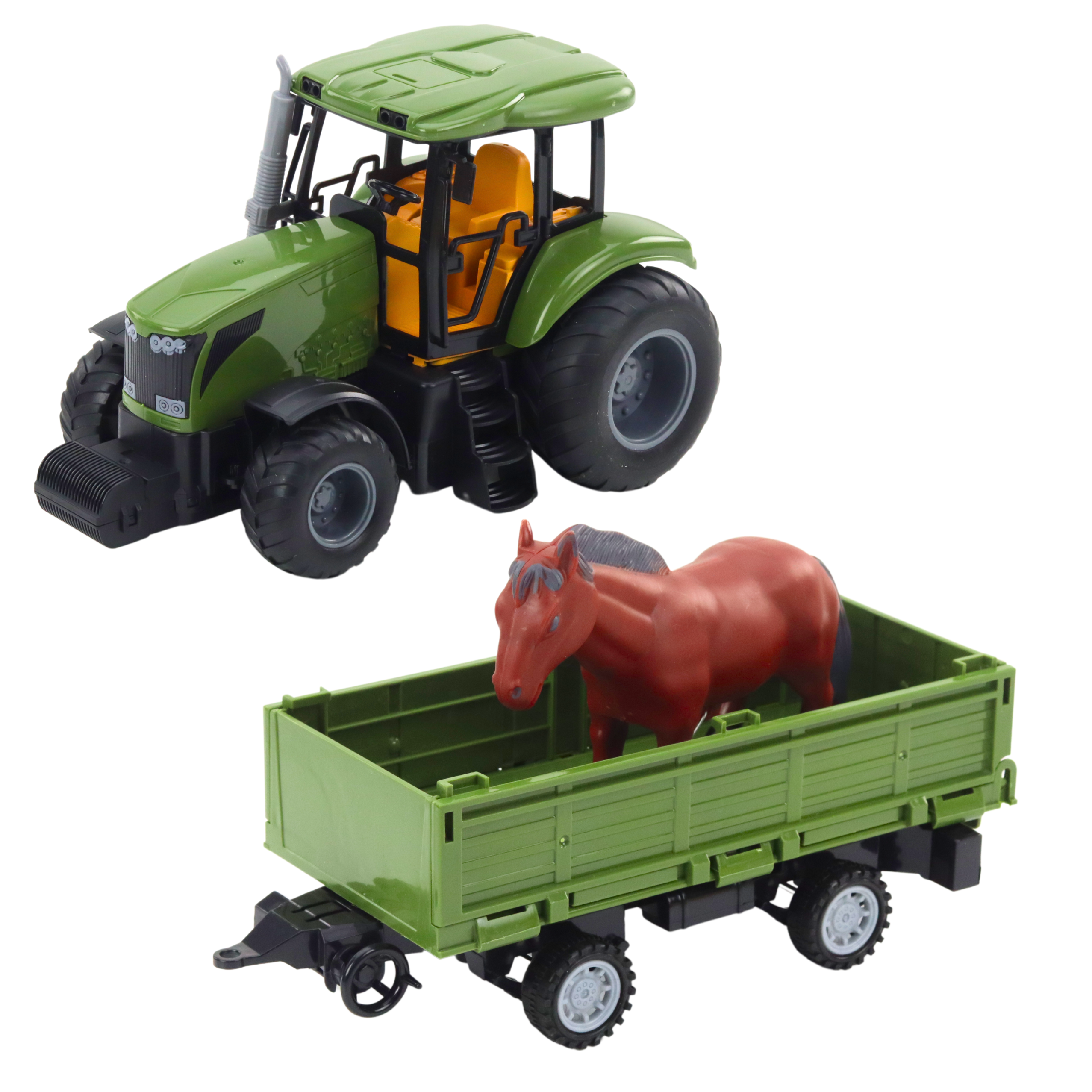 Rc Remote Controlled Tractor With Trailer And Horse Set