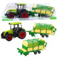 Mezőgazdasági traktor zöld és sárga pótkocsival, zöld 50 cm