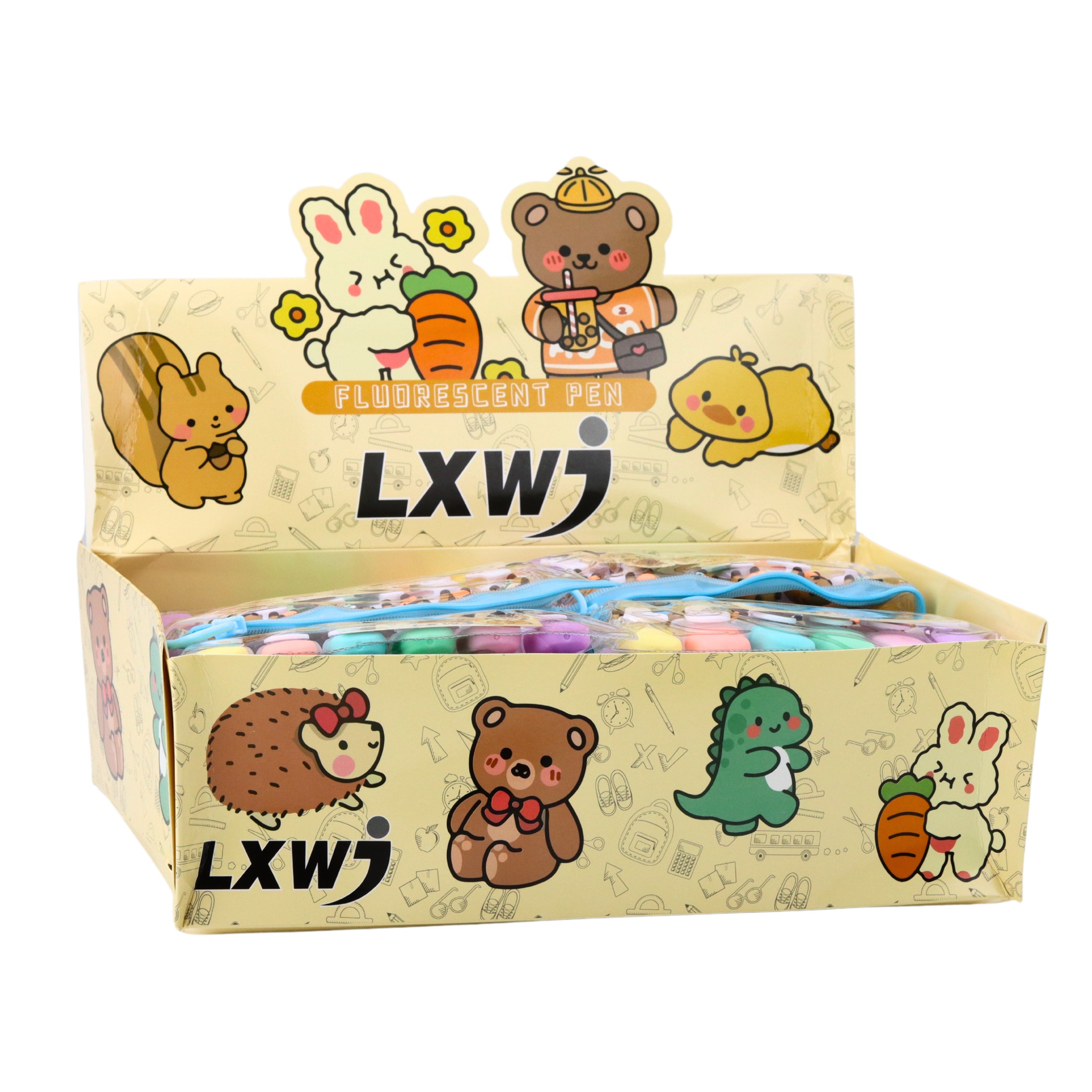 Capybara Mini Highlighter Set In Case Colorful Pastel 6pcs