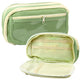School Pencil Case Two-compartment With Pockets Capacious Green 22cm