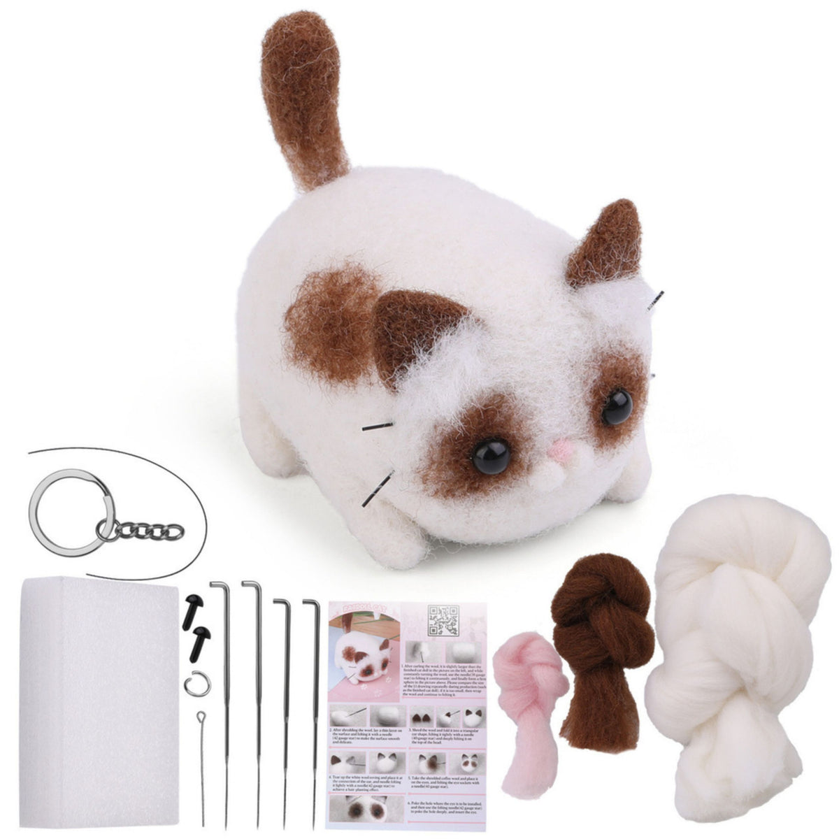 Diy Felting Kit - Worsted Wool Dog Cat Mix