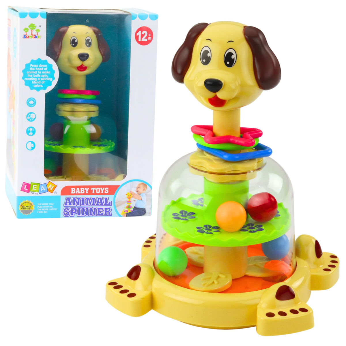 Interactive Spinning Top For Toddlers Dog Colorful Balls