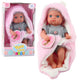 Babypuppe Im Grauen Pyjama Mit Rosa Hasendecke 23 Cm