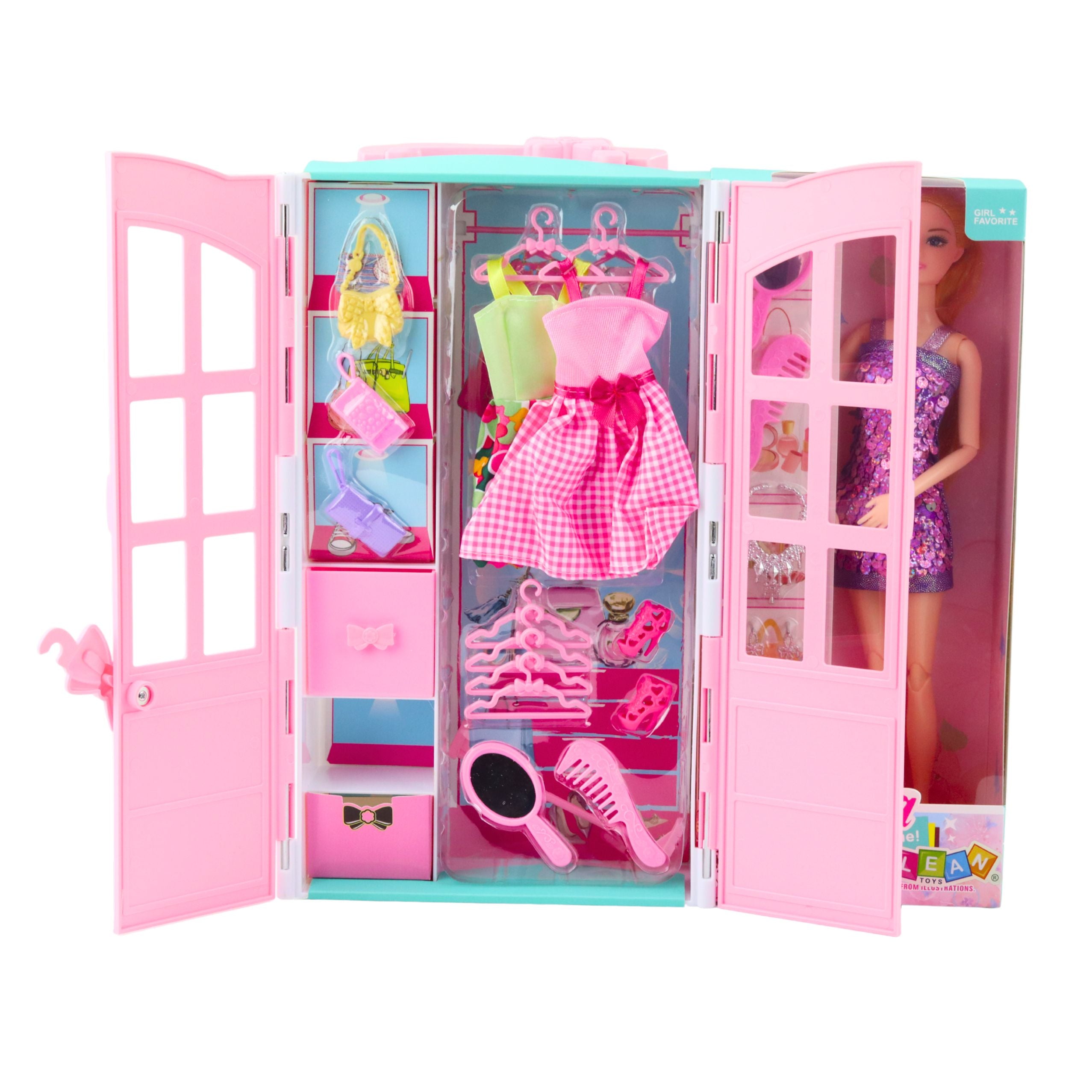 Doll Set With Wardrobe Accessories Clothes Fashion Dress Up For Girls