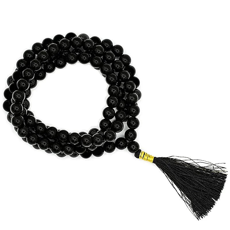 Mala černý turmalín Aa Quality 108 korálků + sáček Brocate - 0,6 cm