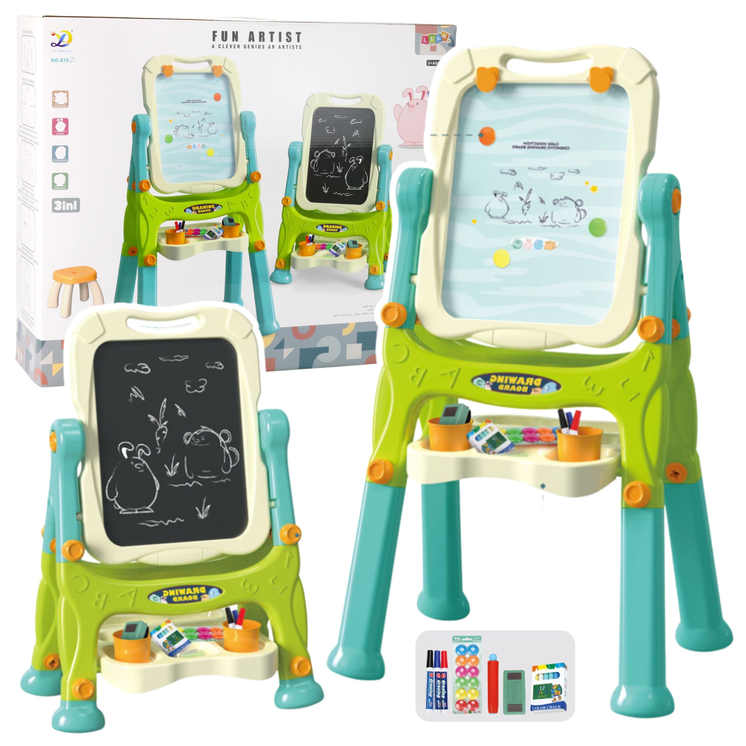 Double-sided Educational Board For Frames And Accessories Green 3-in-1