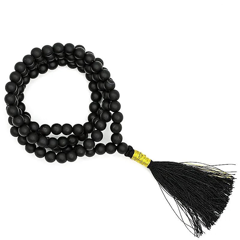 Mala Shungite Aa Quality 108 Beads + Brocate Bag - 0.8 Cm