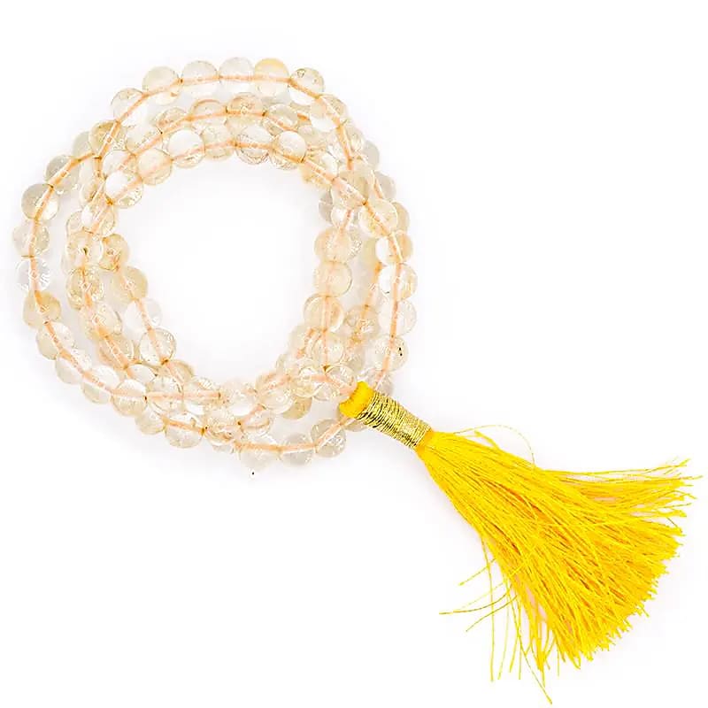 Mala Citrine Aa Quality 108 Beads + Brocate Bag - 0.6 Cm