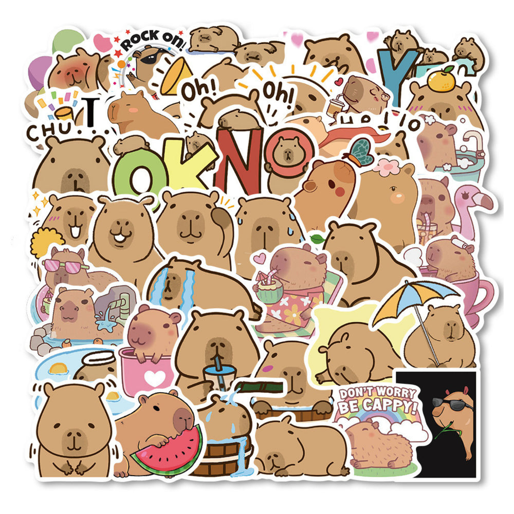 Set Of Capybara Paper Stickers Various Patterns 100pcs.