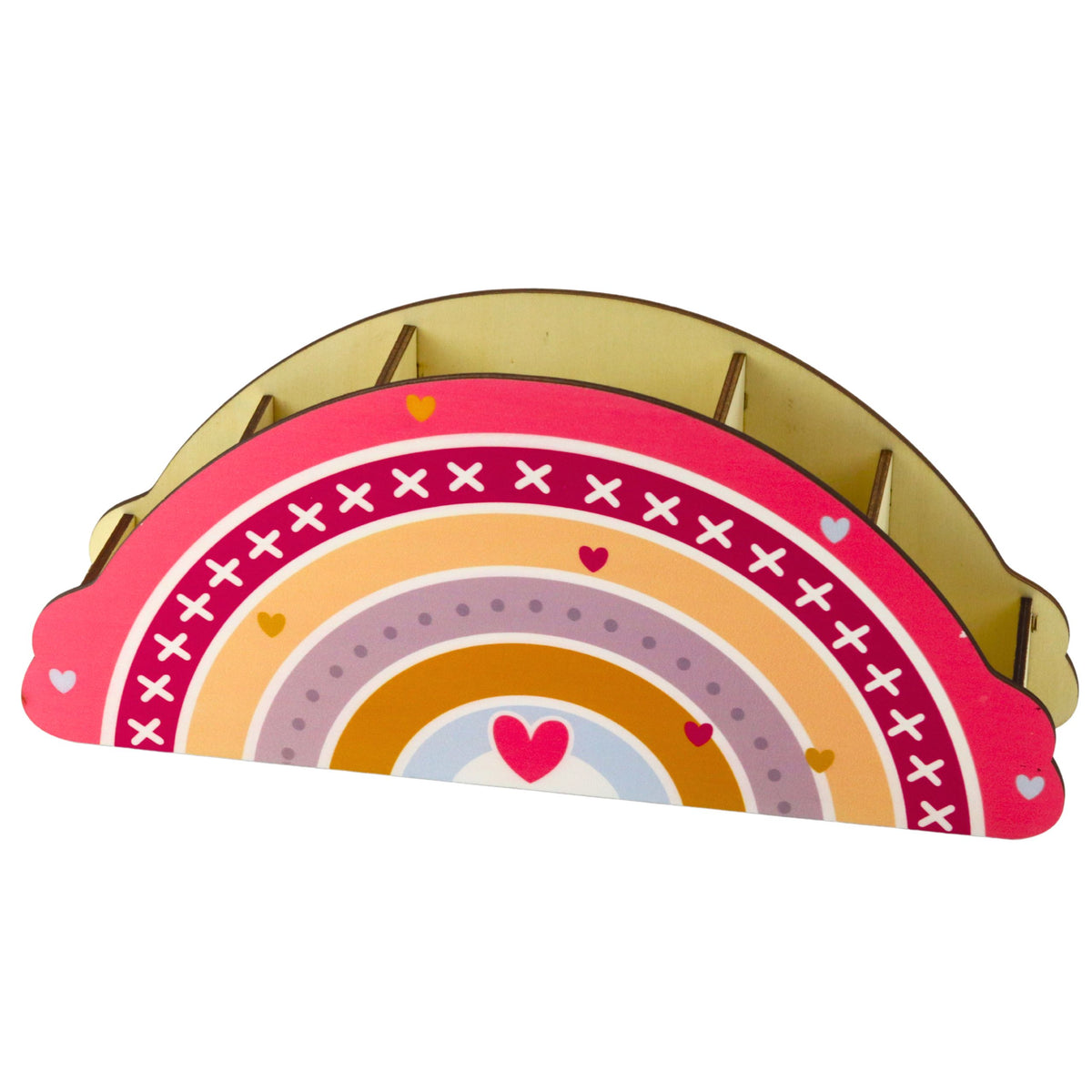 Wooden Desk Organizer For Kids Rainbow Pink