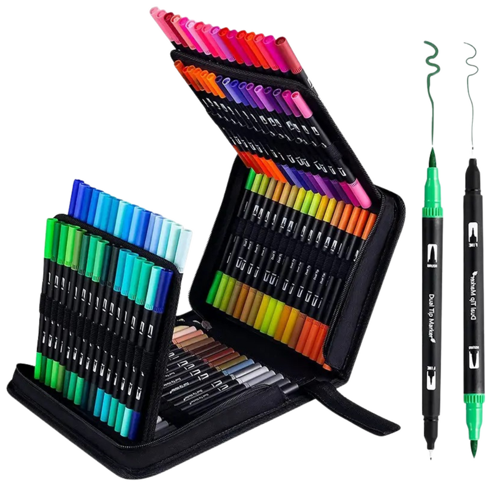 Set Of 120 Double-sided Waterproof Colored Markers
