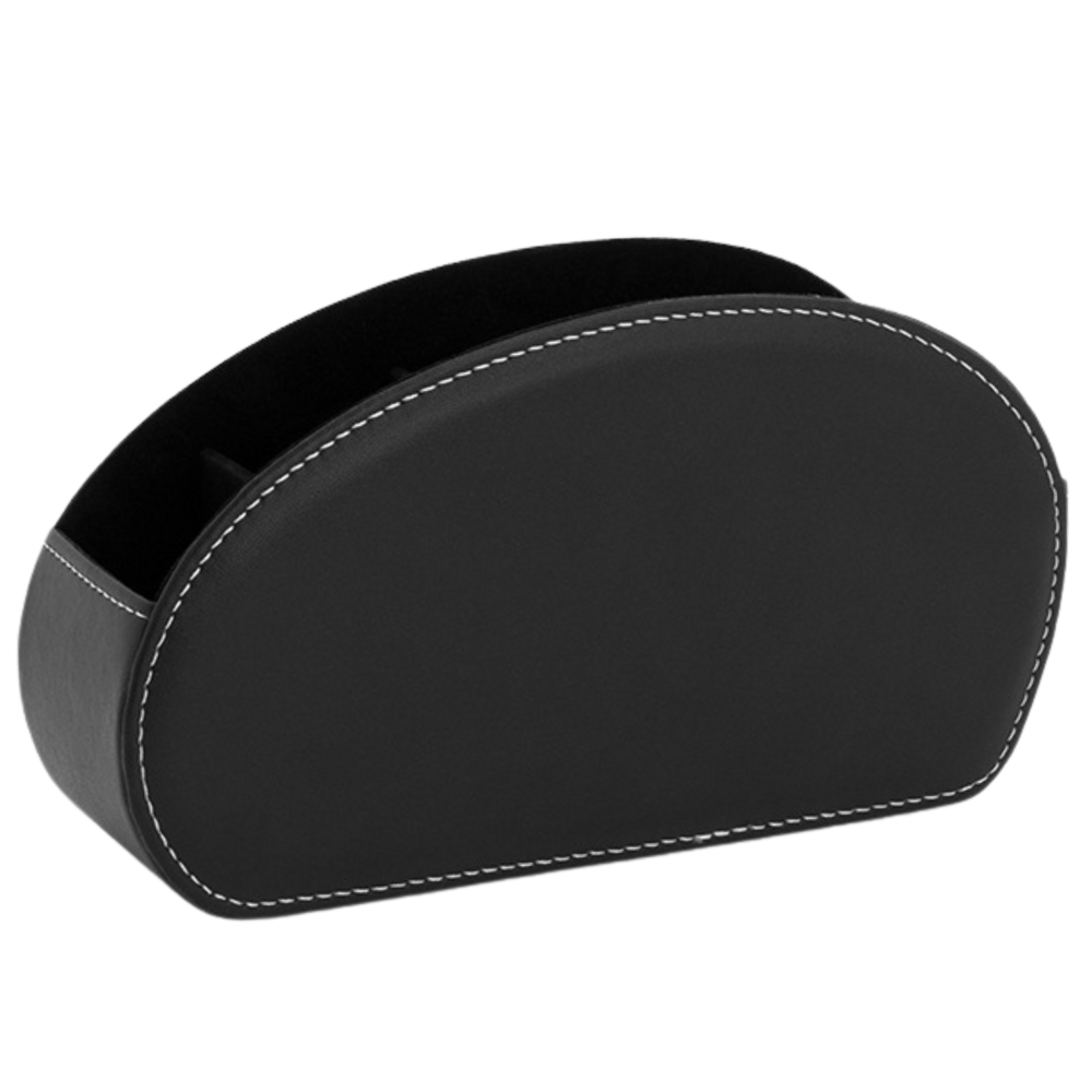 Remote Control Organizer Box 5 Compartments Black Eco-leather