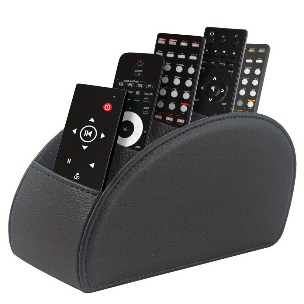 Remote Control Organizer Box 5 Compartments Black Eco-leather