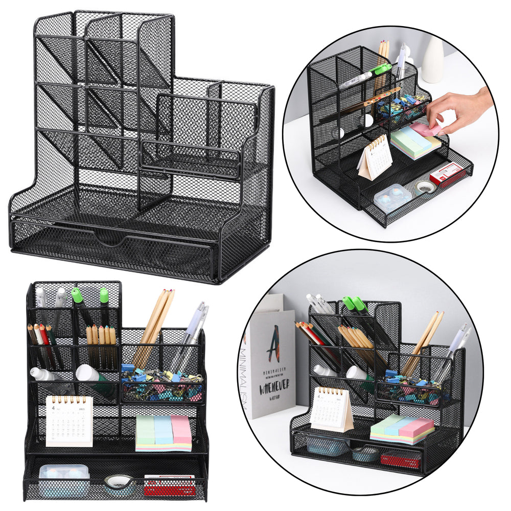 Office Supplies Organizer Container Metal Black