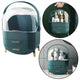 Cosmetics Organizer Opening Lid Transparent Two Drawers Green