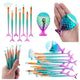 Mermaid Tail Makeup Brush Set Purple-green 8pcs.