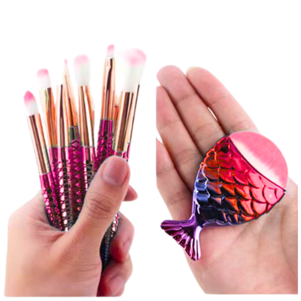 Mermaid Tail Makeup Brush Set Purple-pink 8pcs.