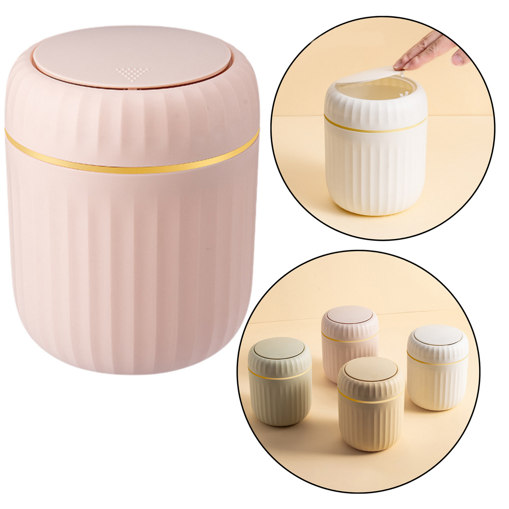 Mini Waste Bin Opening Lid Universal Elegant Pink