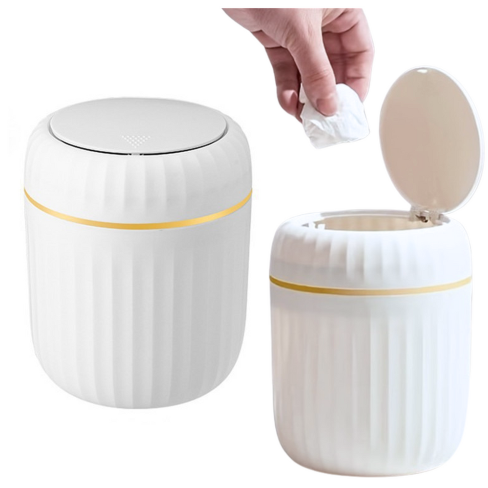 Mini Waste Bin Opening Lid Universal Elegant White