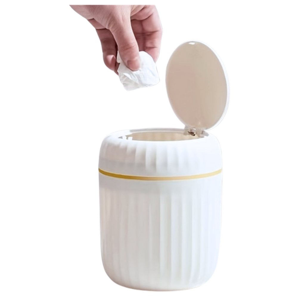 Mini Waste Bin Opening Lid Universal Elegant White