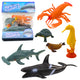 Set Of Sea Animals Figurines: Shark Hammerhead Killer Whale Horse Lobster Turtle 6pcs
