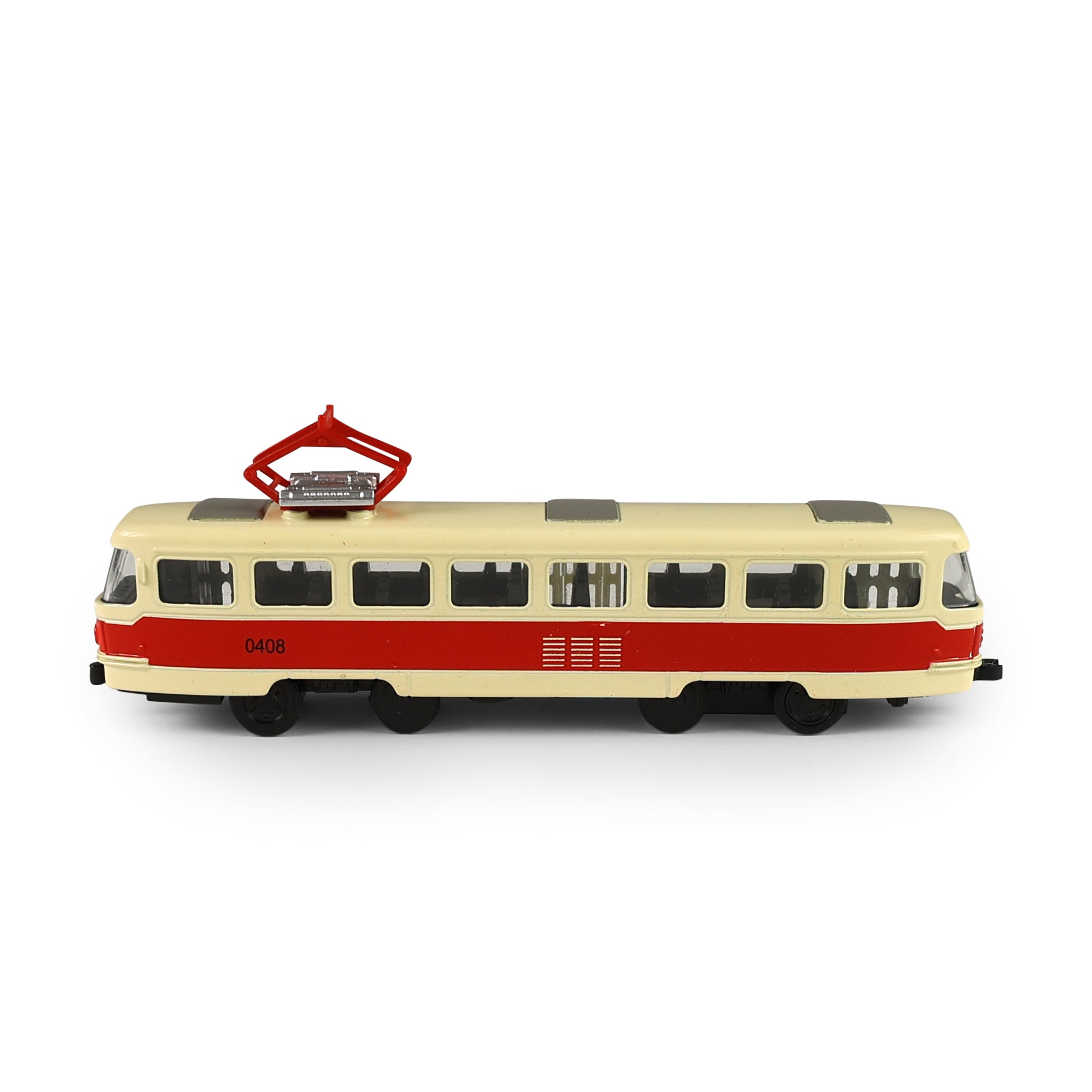 Kovová česká Retro Tram Červená 16 Cm Praha