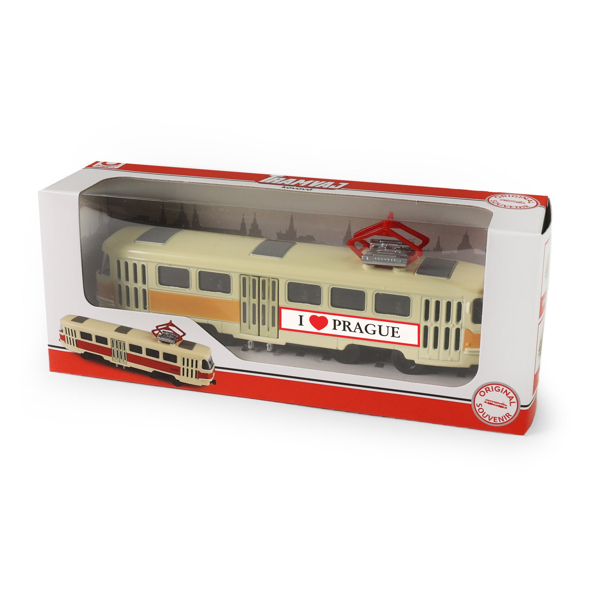 Kovová česká Retro Tram Žltá 16 Cm Praha