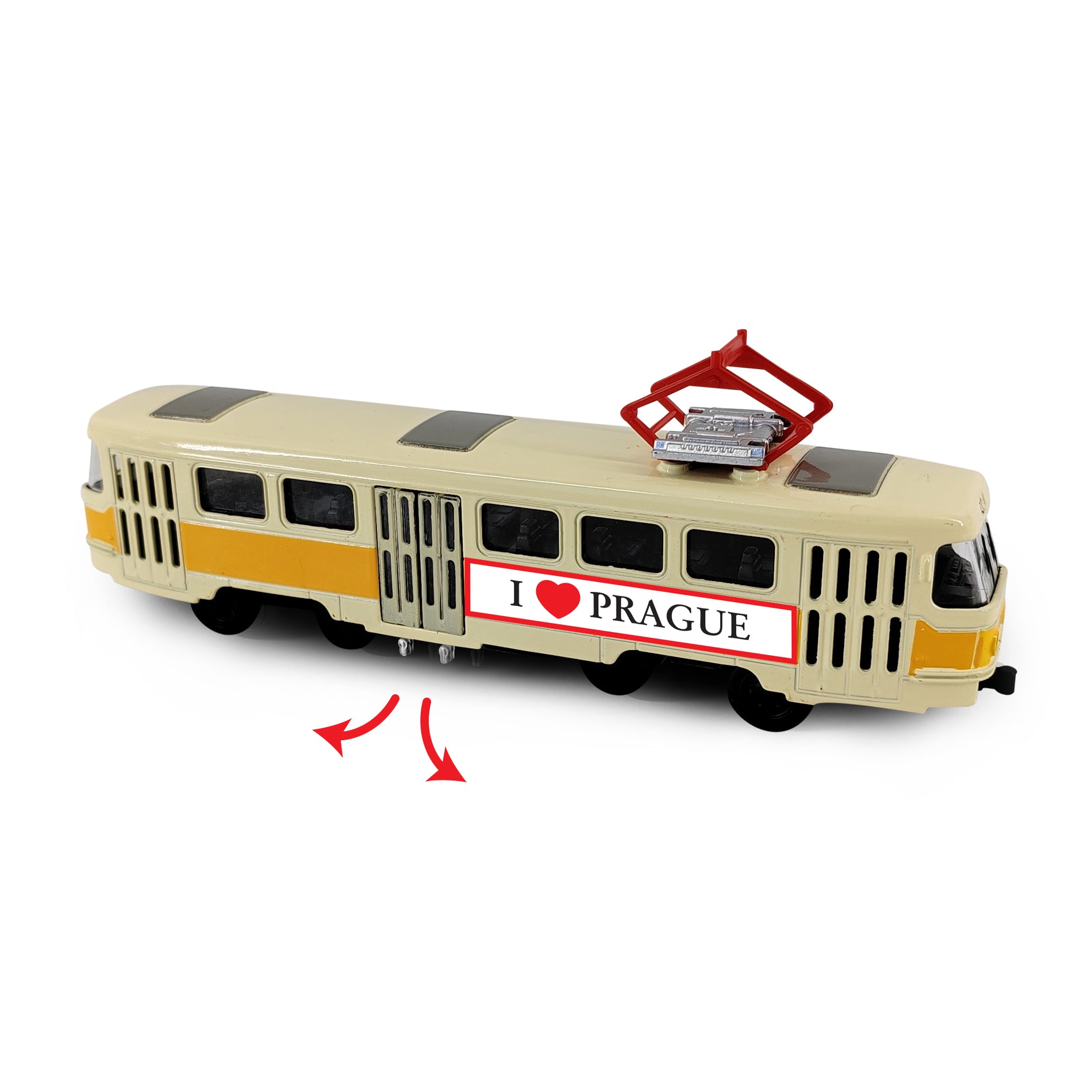 Kovová česká Retro Tram Žltá 16 Cm Praha