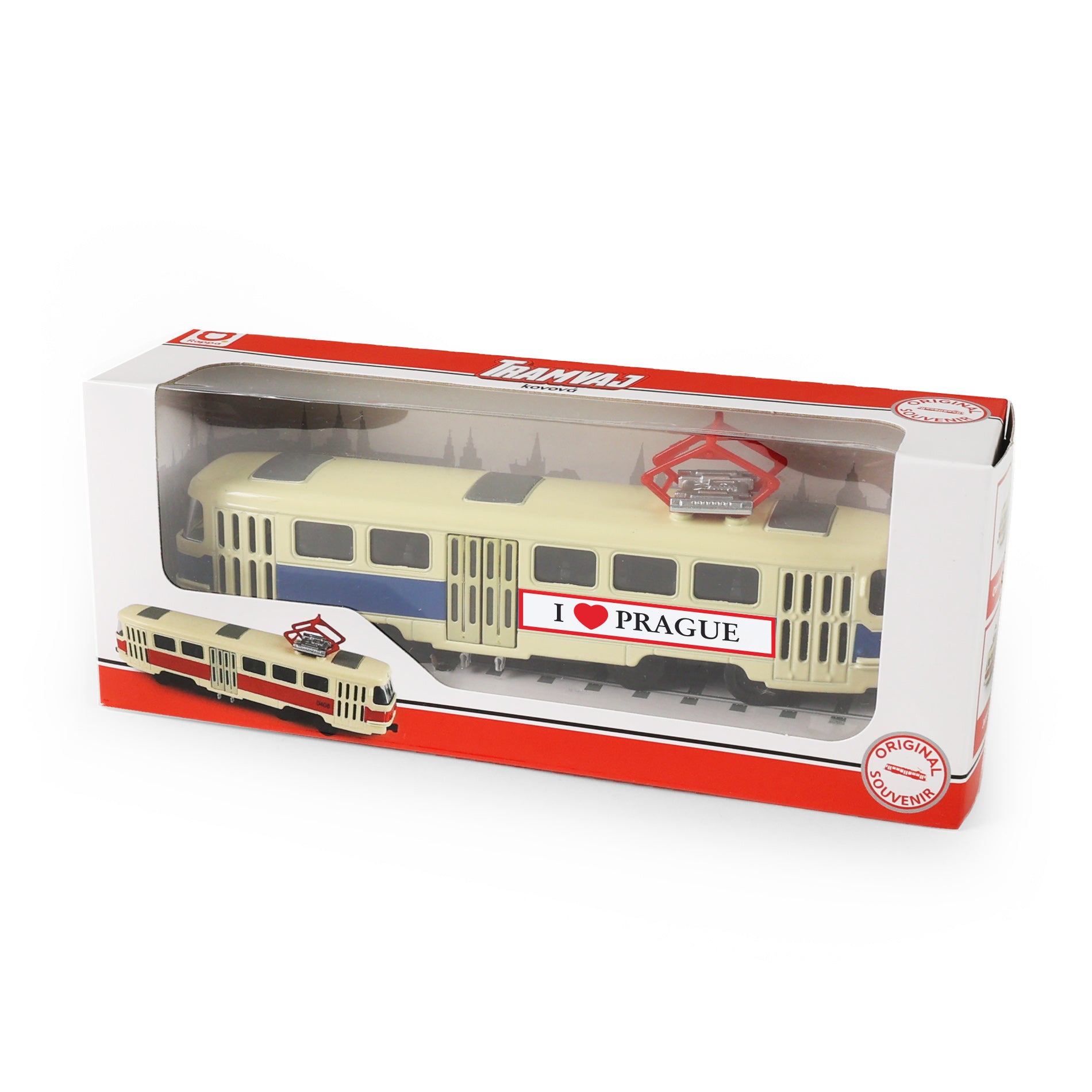 Kovová česká Retro električka Modrá 16 Cm Praha