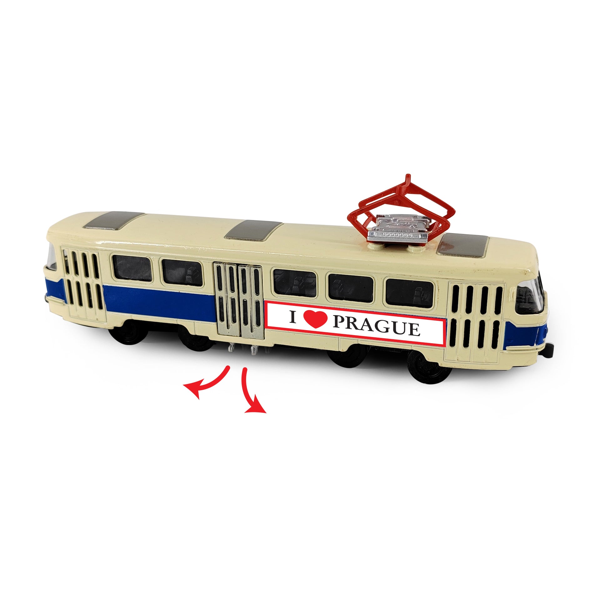 Kovová česká Retro električka Modrá 16 Cm Praha