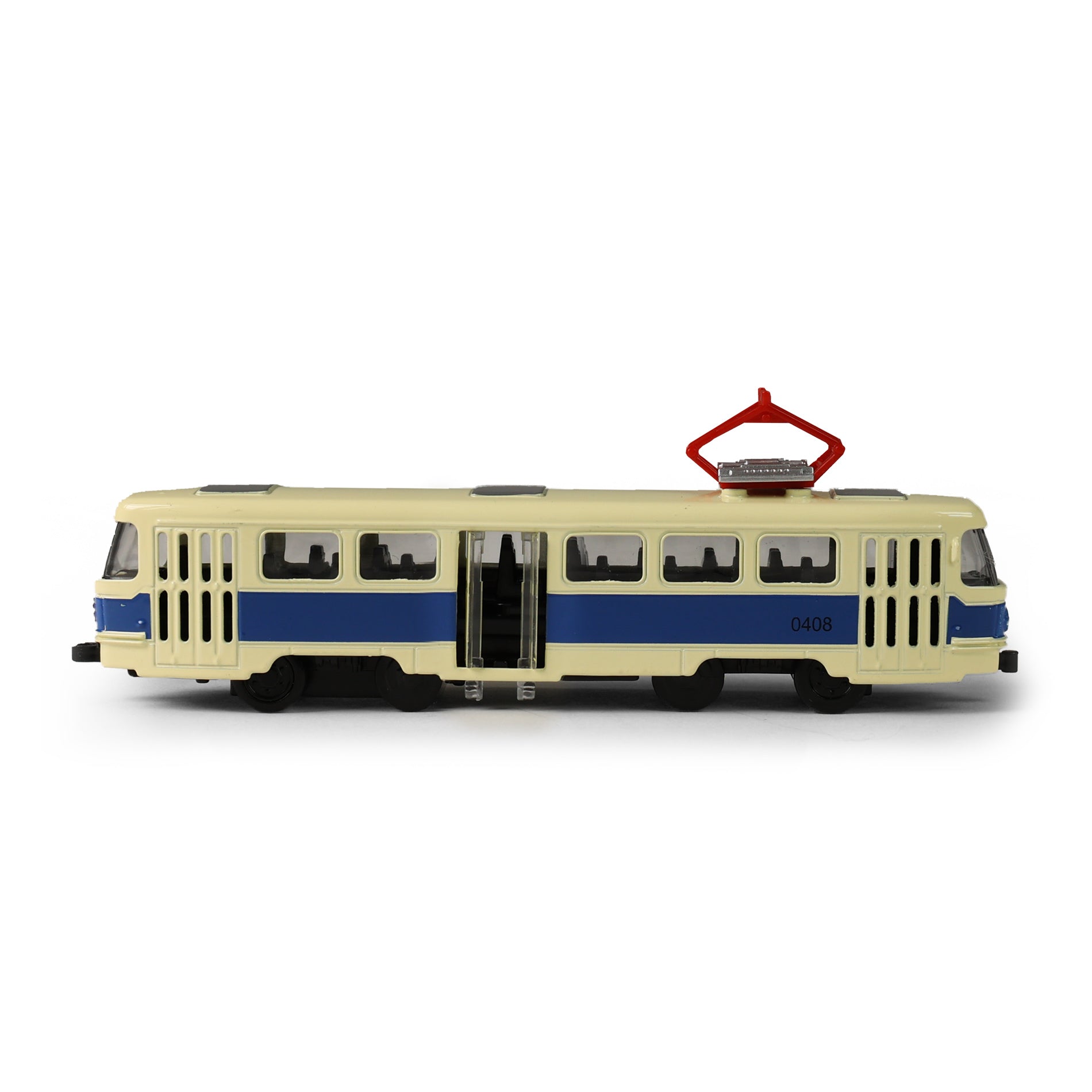 Kovová česká Retro Tram Modrá 16 Cm
