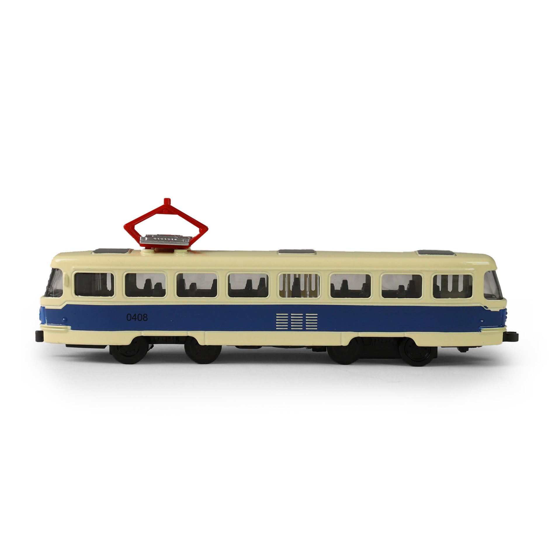 Kovová česká Retro Tram Modrá 16 Cm