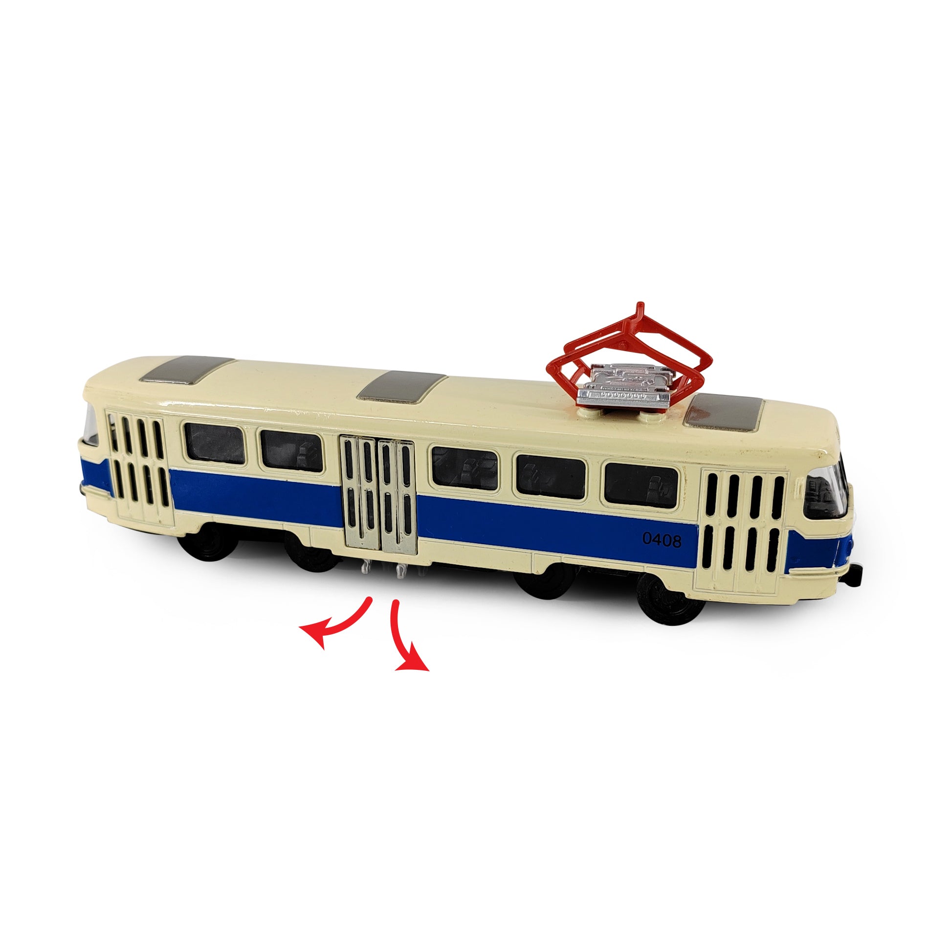Kovová česká Retro Tram Modrá 16 Cm