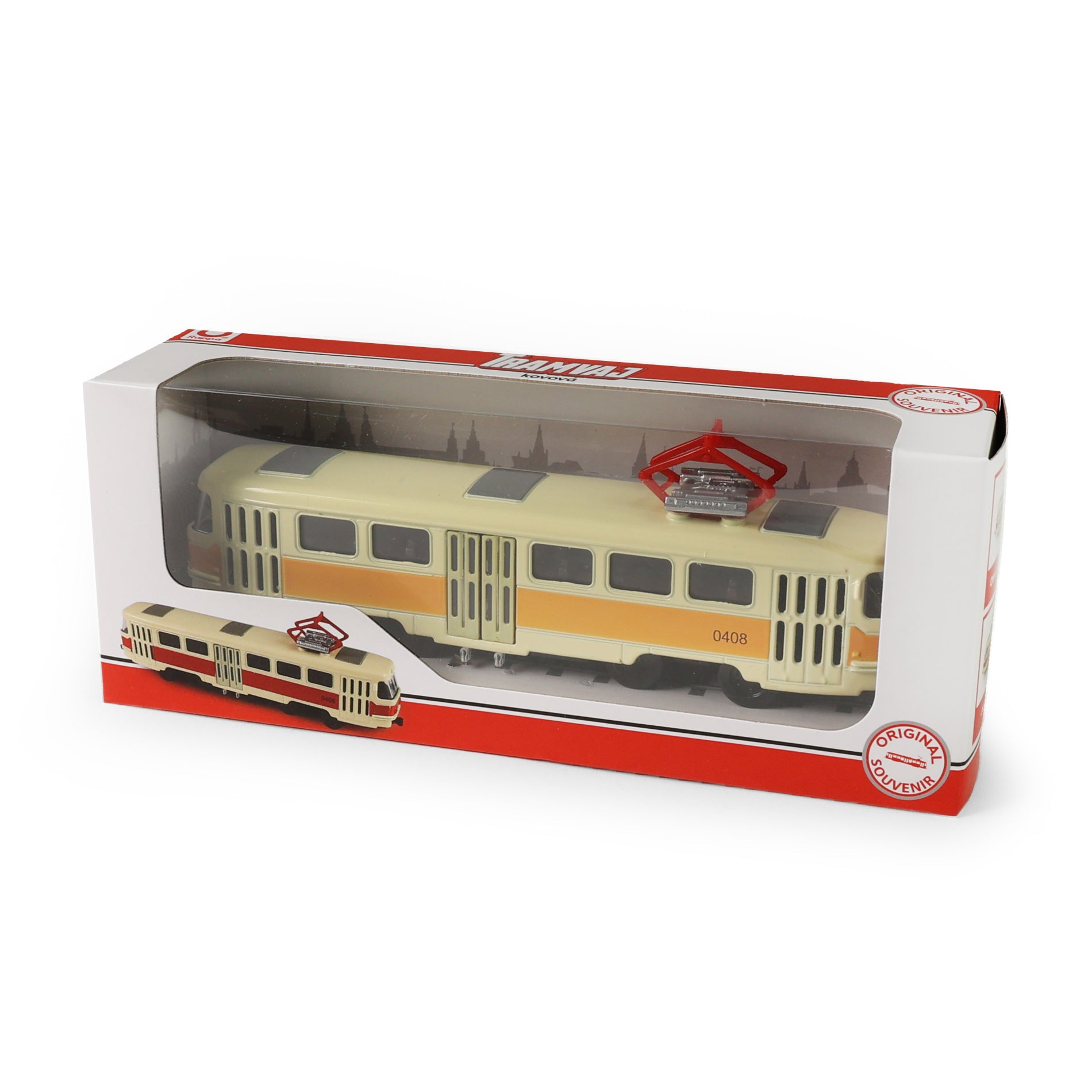 Kovová česká Retro Tram Žltá 16 Cm