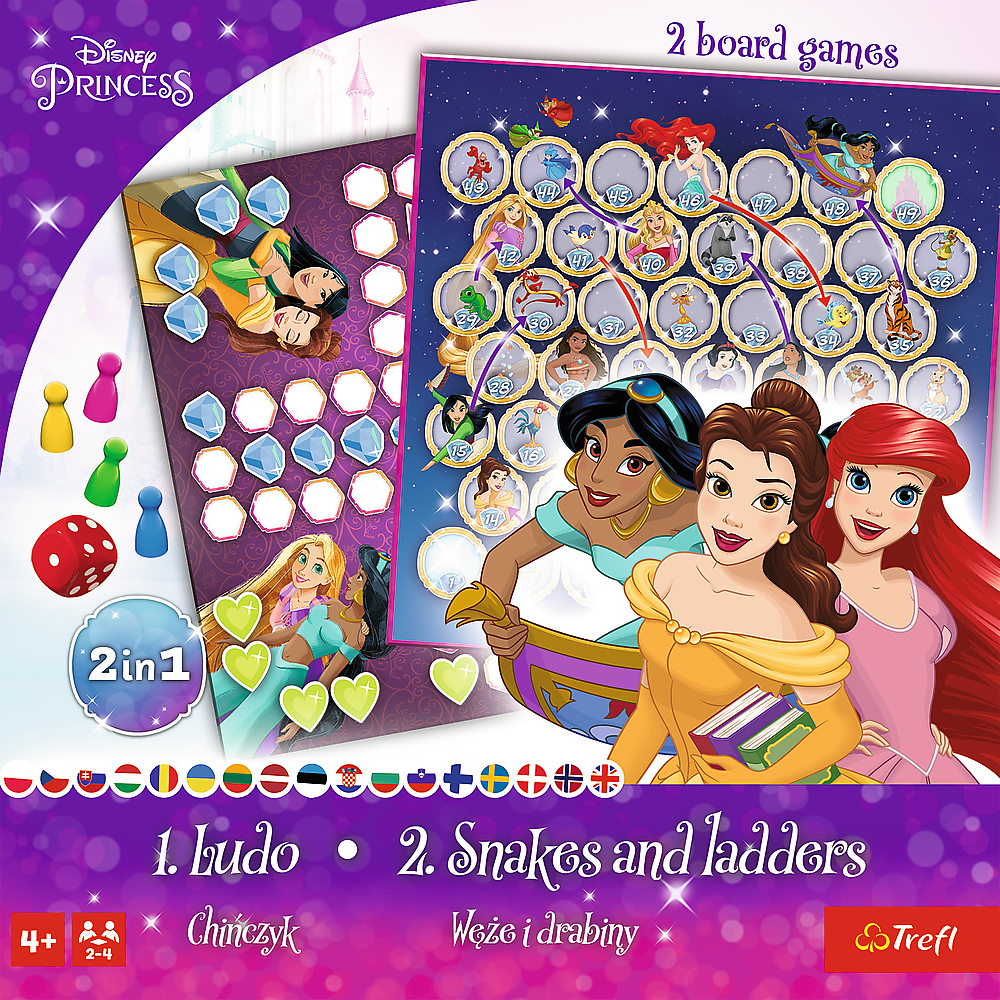 Game 2in1 Chinese Man / Snakes And Ladders - Princess Disney Princess Trefl 02418