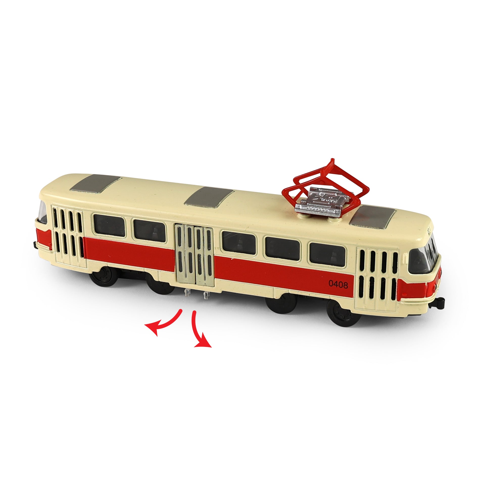 Kovová česká Retro Tram Červená 16 Cm