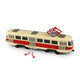 Kovová česká Retro Tram Červená 16 Cm